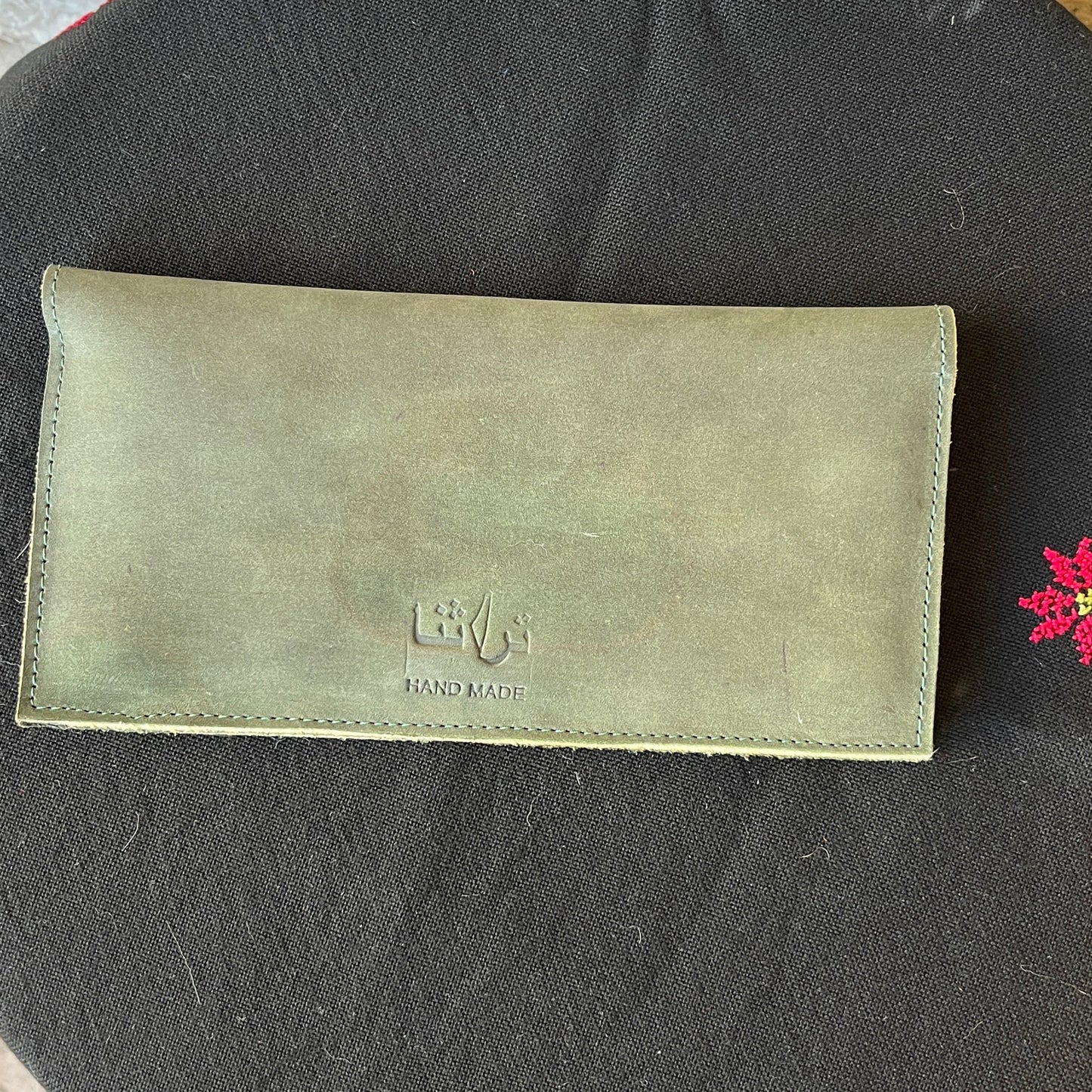 Leather Wallet with Hand Embroidery