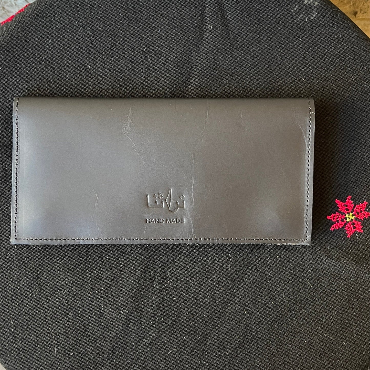 Leather Wallet with Hand Embroidery