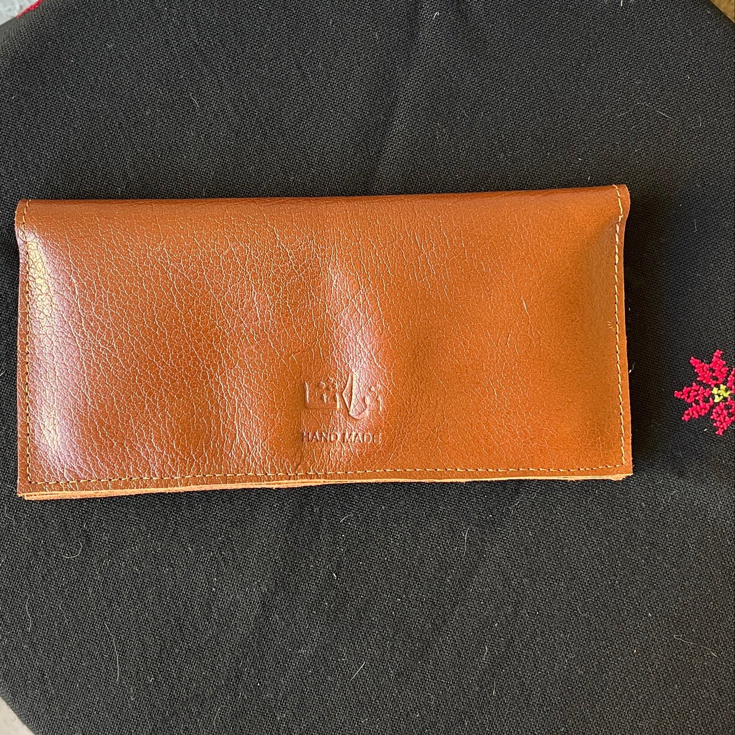 Leather Wallet with Hand Embroidery