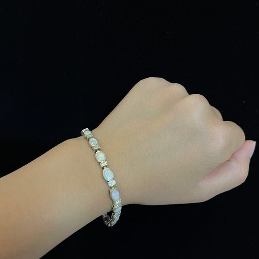 Vintage Opal Silver Bracelet