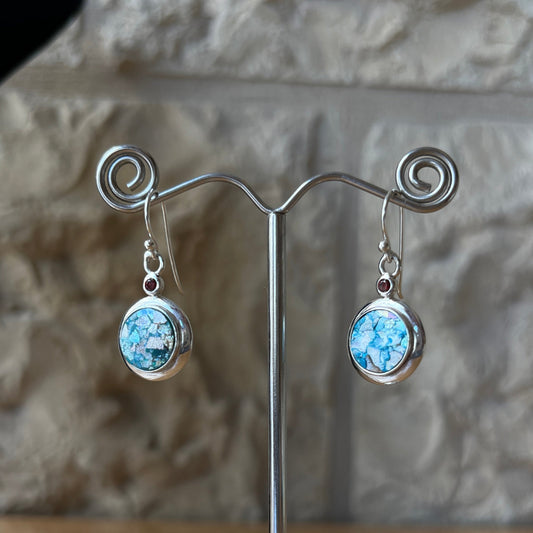 Roman Glass Sterling Silver Earrings