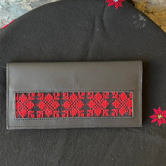 Leather Wallet with Hand Tatreez